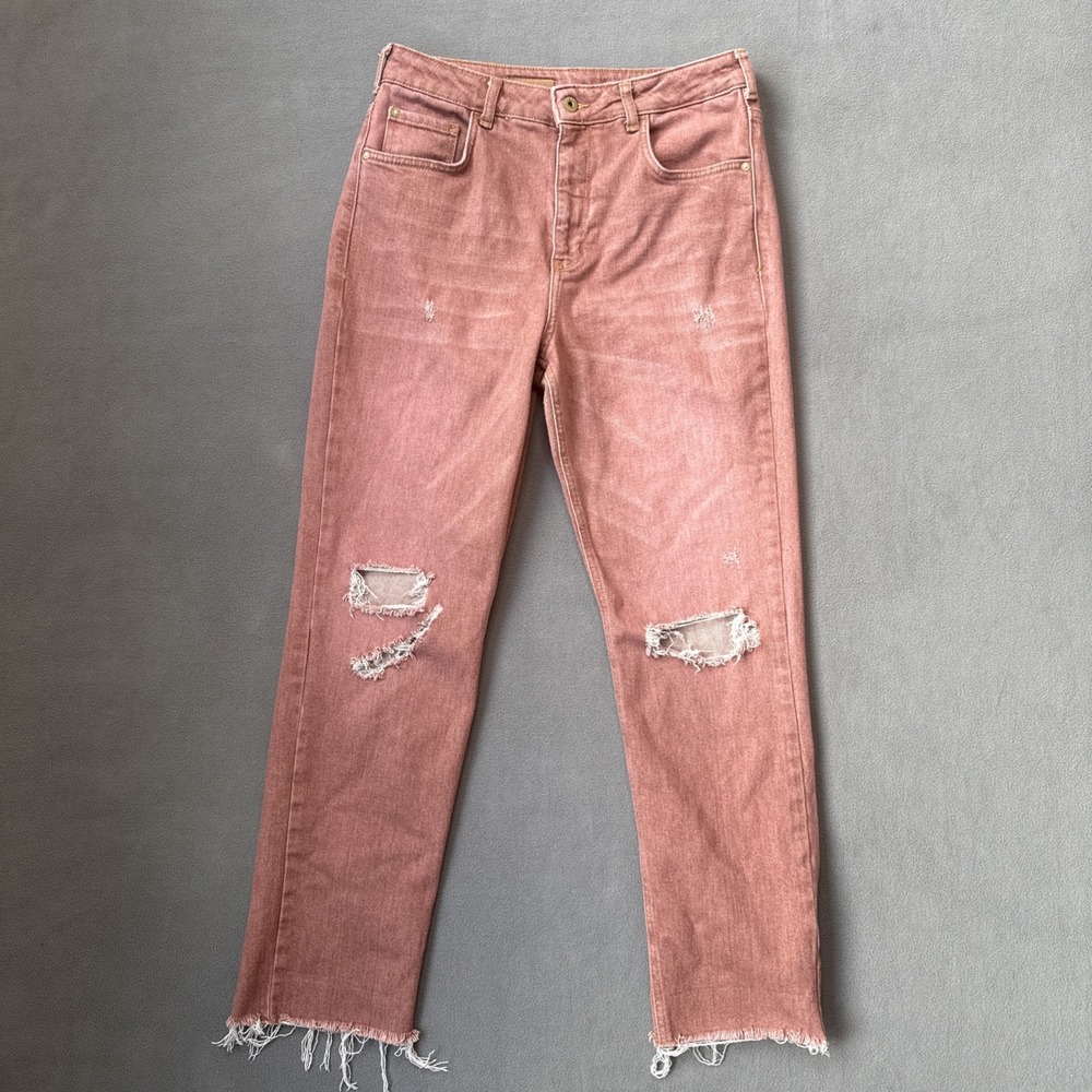 Pilcro‎ Jeans Womens 30 Coral Vintage Straight High Rise Raw Hem Distressed